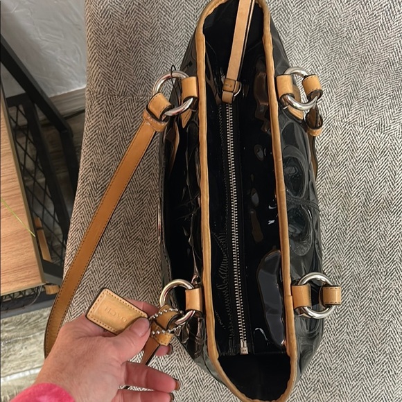 Coach Black and Tan Tote with Signature Monogram - Picture 6 of 13